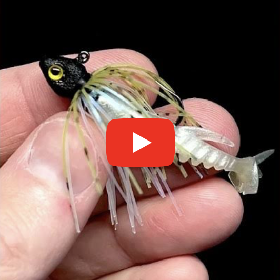 1/16oz Micro Swim Jig in Electric Watermelon paired with a 1.8" Mighty Minnow