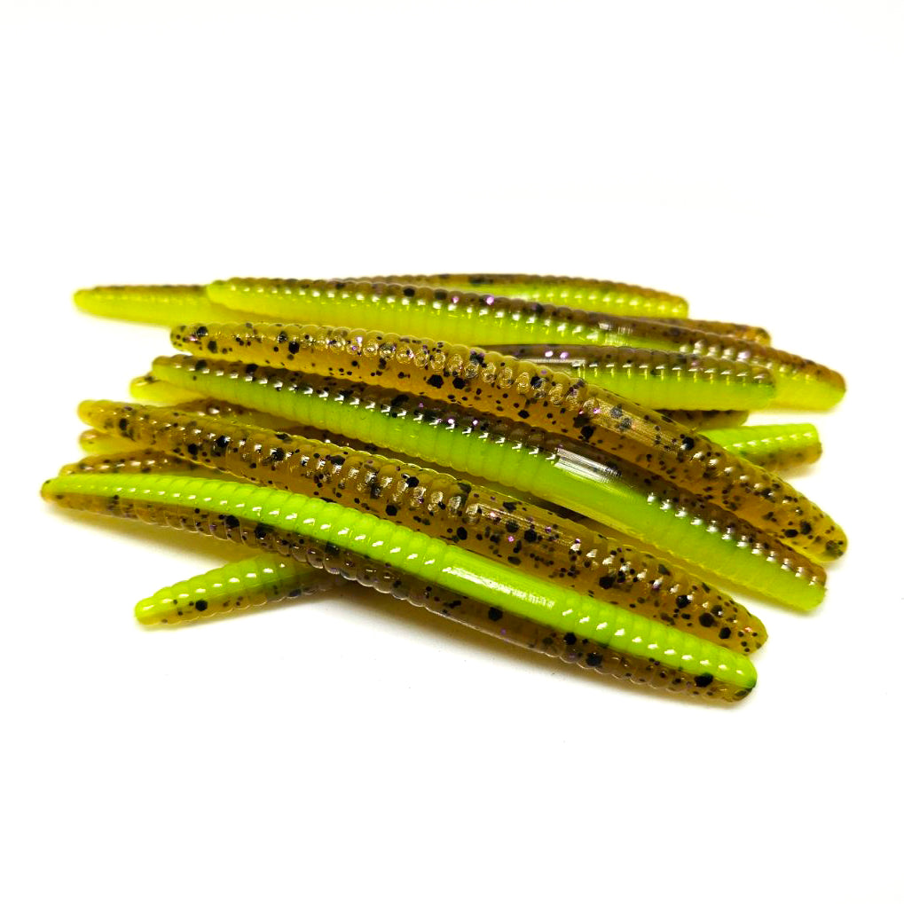Pumpkin Chartreuse - Mini Stick Worm – Moondog Bait Co